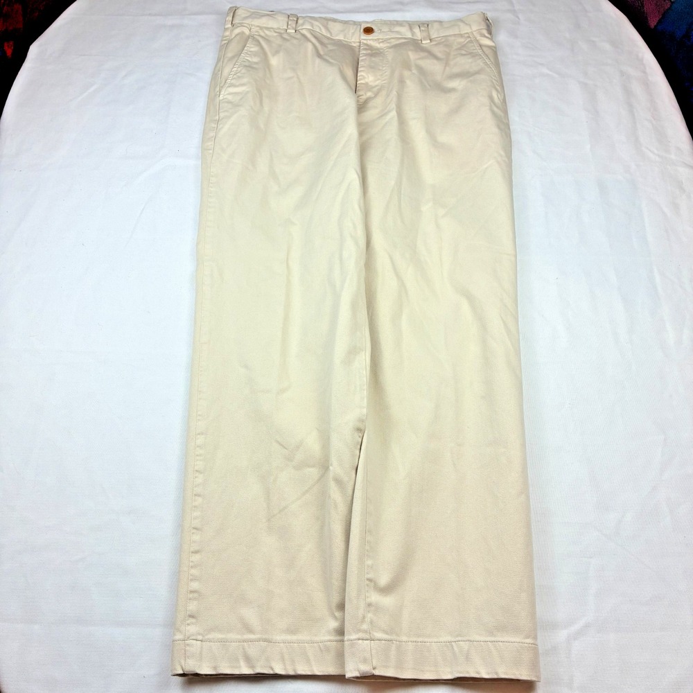 Brooks Brothers Clark Ivory Chinos Pants 36x30 Beige Khaki Heavy Cotton Stretch
